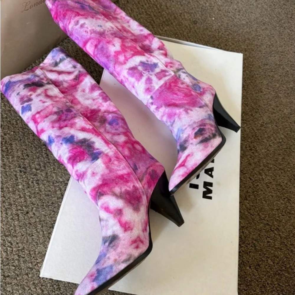 Tie-Dye Pink Over-the-Knee Boots - Picture 4 of 7